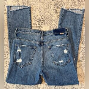 MOTHER The Insider Crop Step Fray Holy Melancholy Straight Leg Jeans